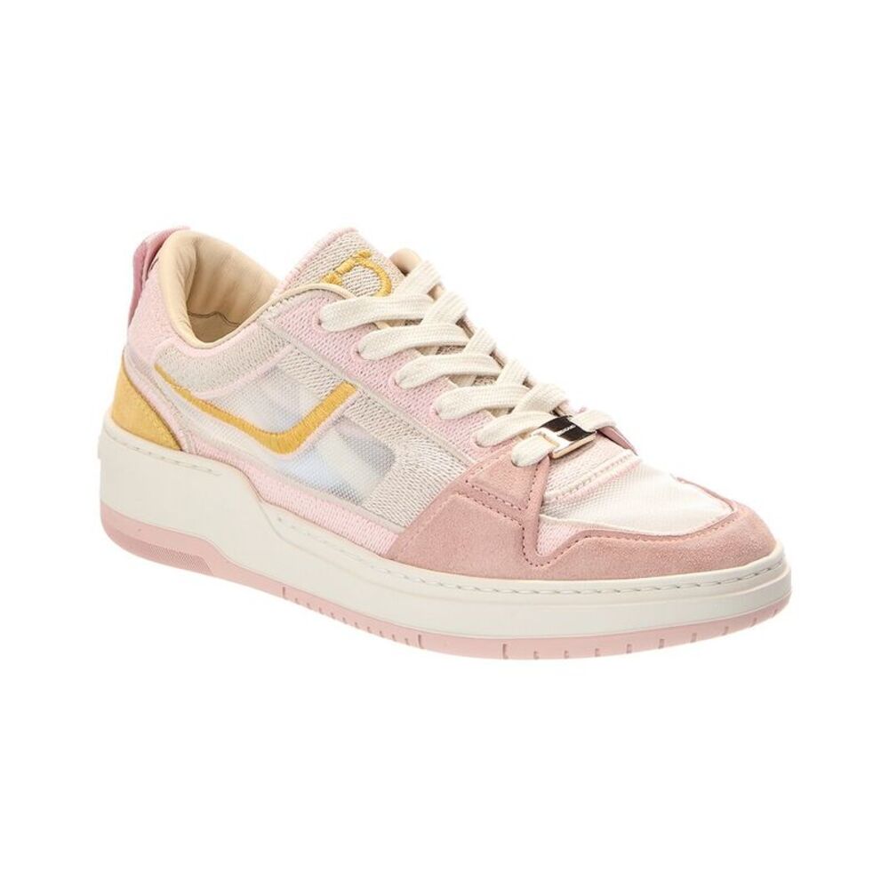 Ferragamo Destiny Suede-Trim Sneaker, Pink